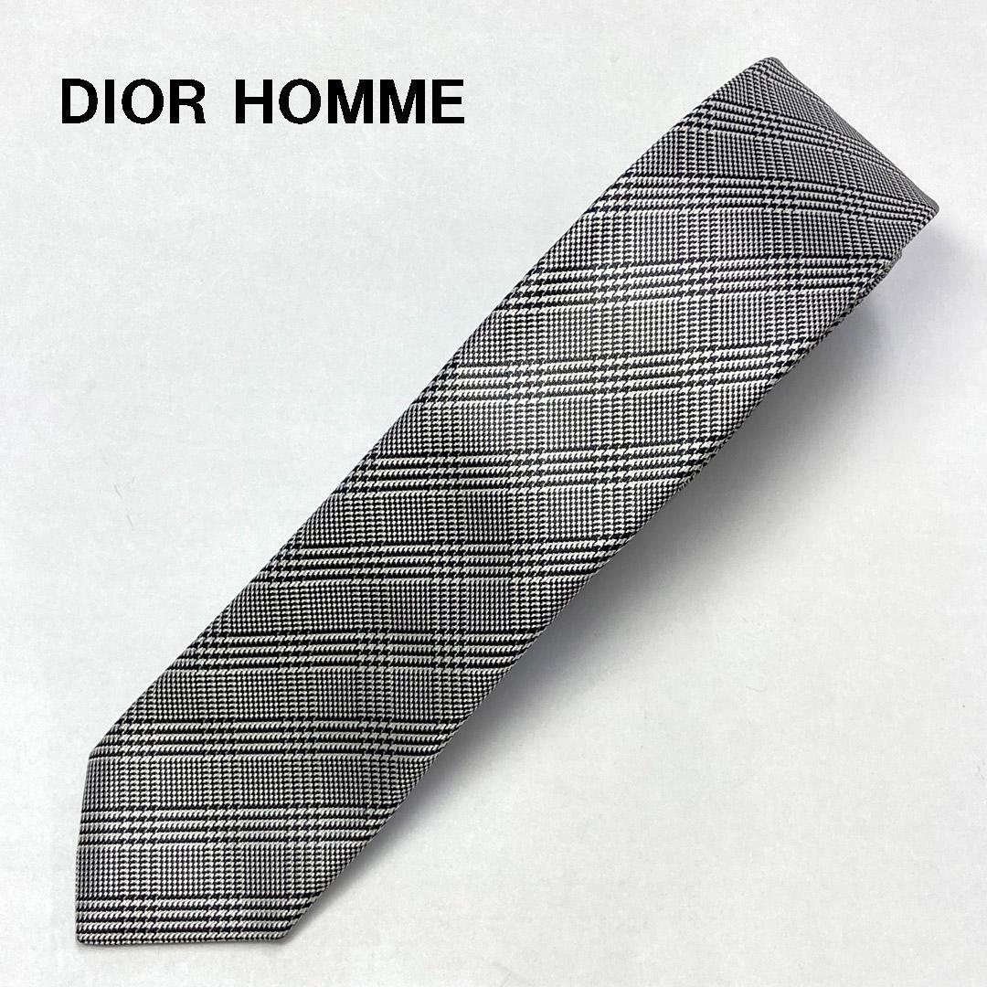 美品 Dior Homme ディオールオム エディ期 グレンチェックナロータイ