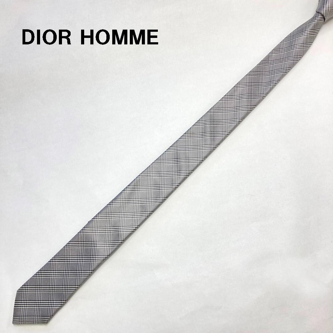 美品 Dior Homme ディオールオム エディ期 グレンチェックナロータイ