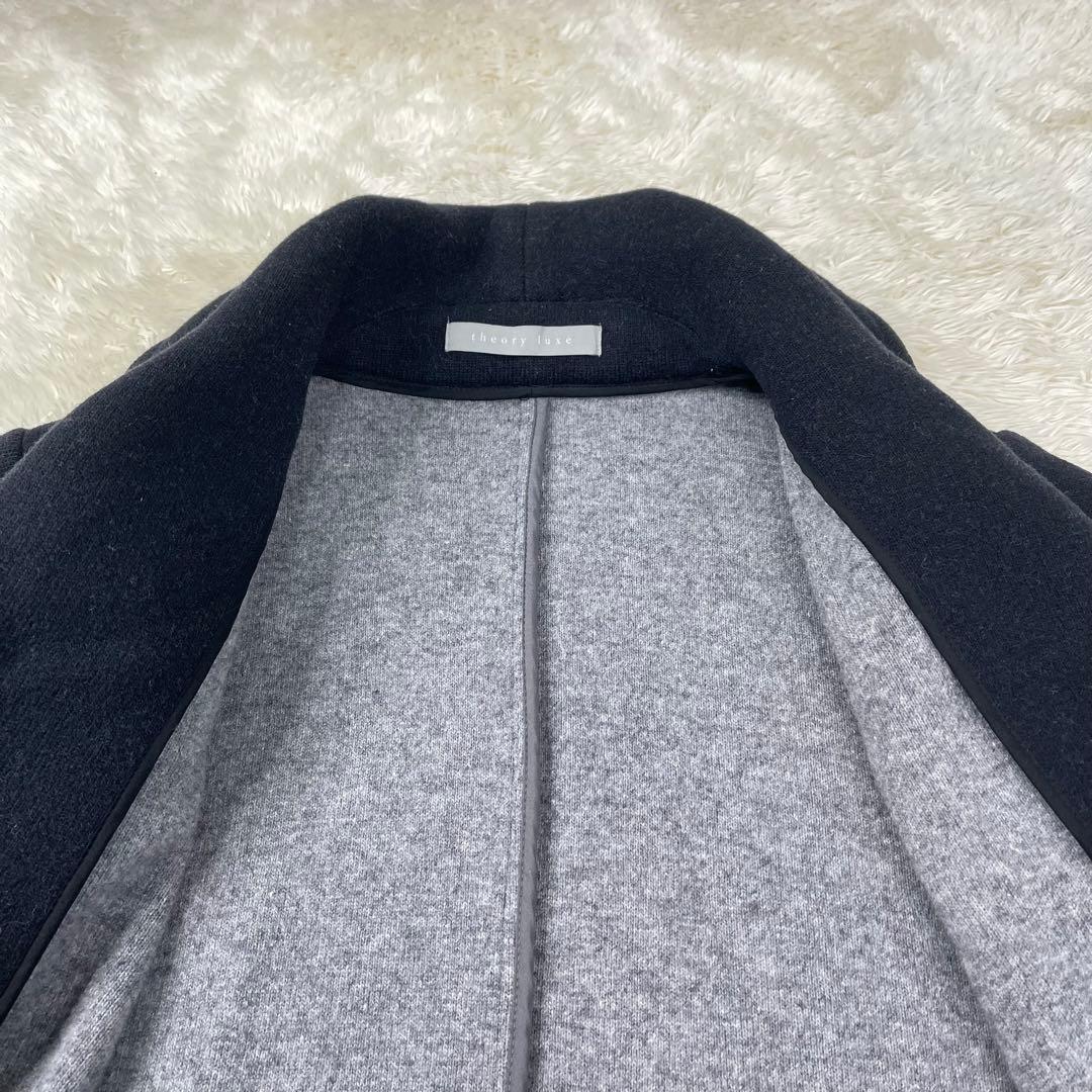 美品✨theory luxe ネイビー ショールカラー ハーフコート ウール M