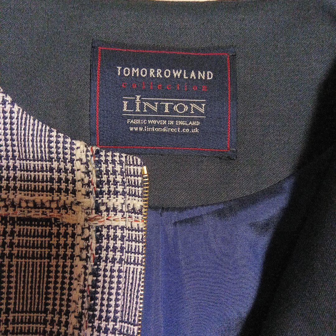 お値下【未使用品】TOMORROWLANDノーカラーグレンチェックジャケット36