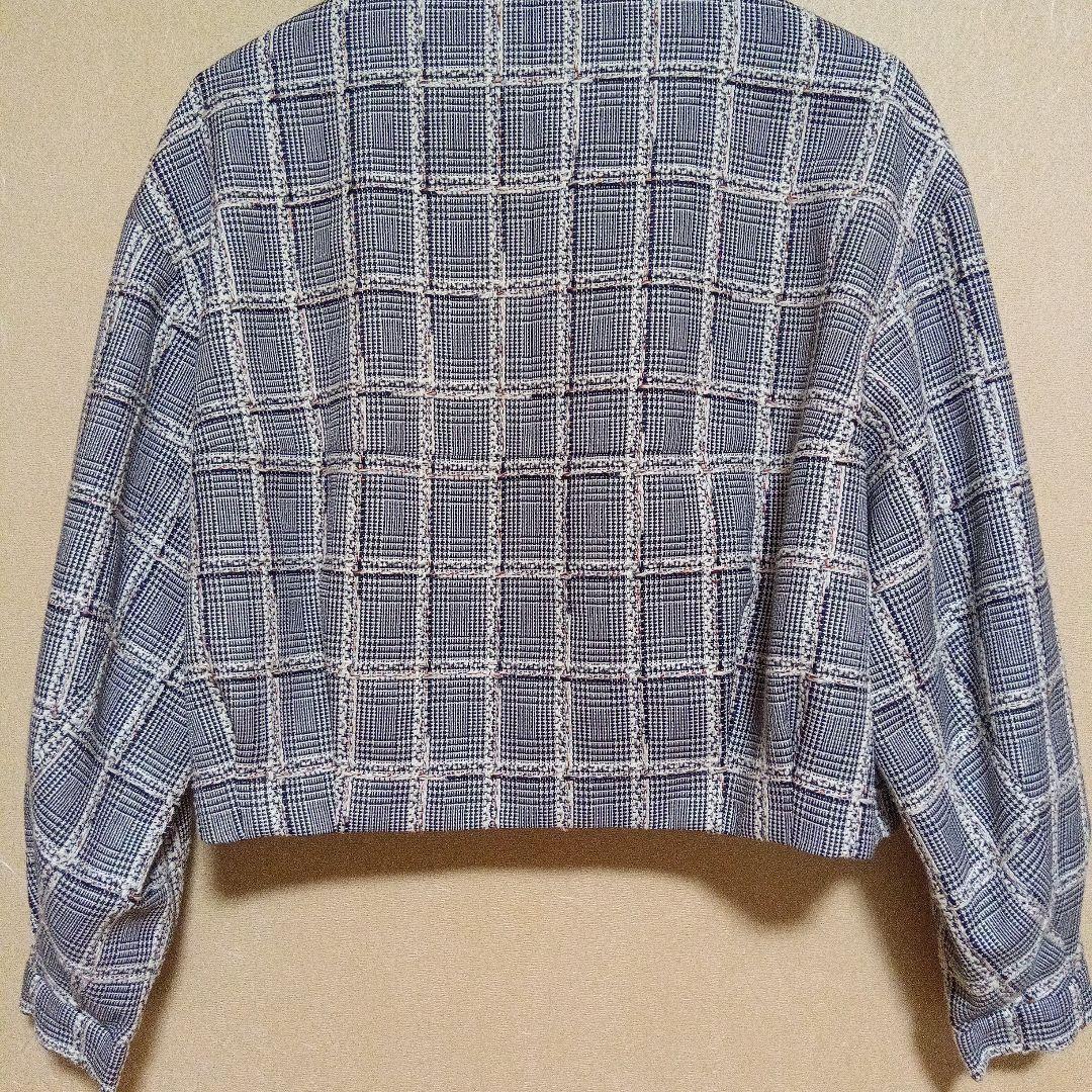 お値下【未使用品】TOMORROWLANDノーカラーグレンチェックジャケット36