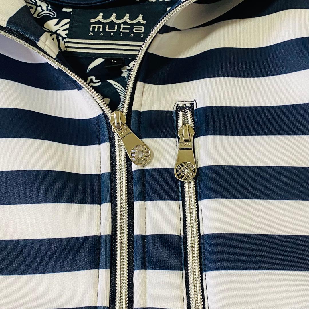 美品 ムータマリン　ボンディングフードベスト　ゴルフウェア