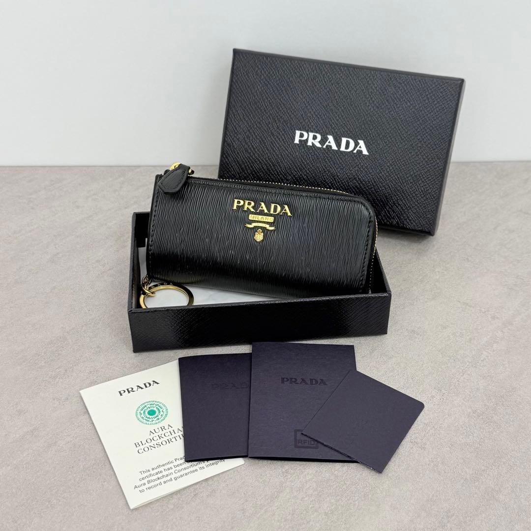 PRADA ヴィッテロムーブ キーリング付き キーケース ブラック
