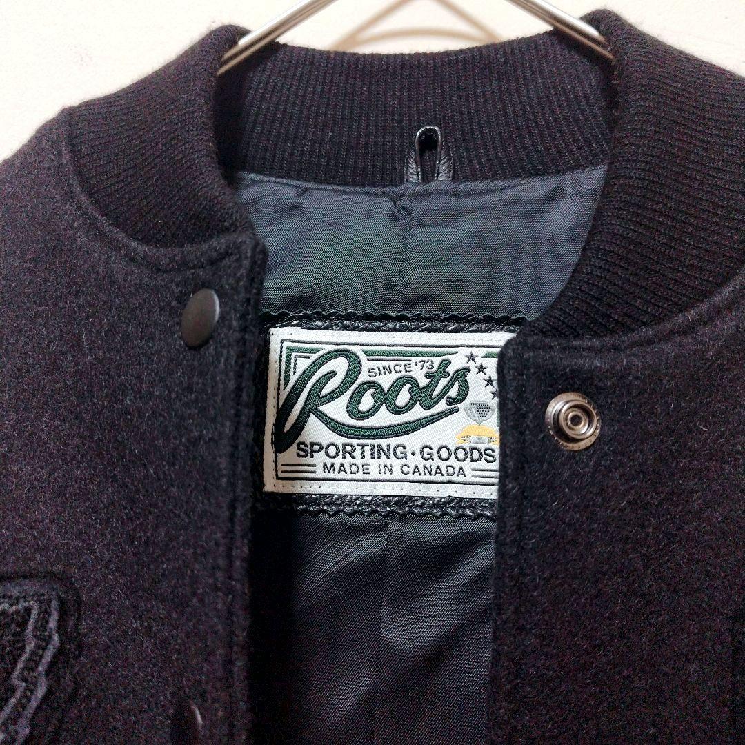 Roots バーシティジャケット 袖革ウールスタジャン黒 サイズ4