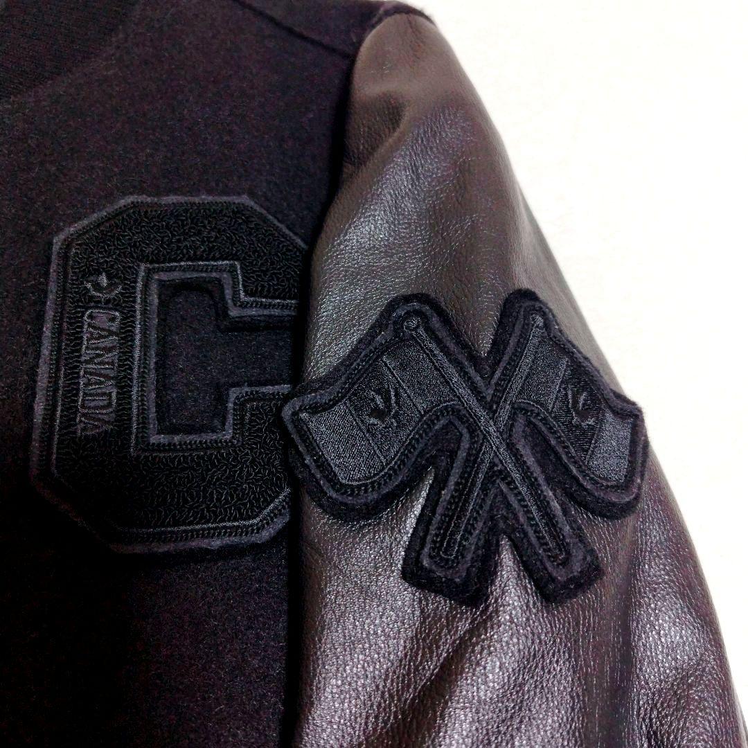 Roots バーシティジャケット 袖革ウールスタジャン黒 サイズ4