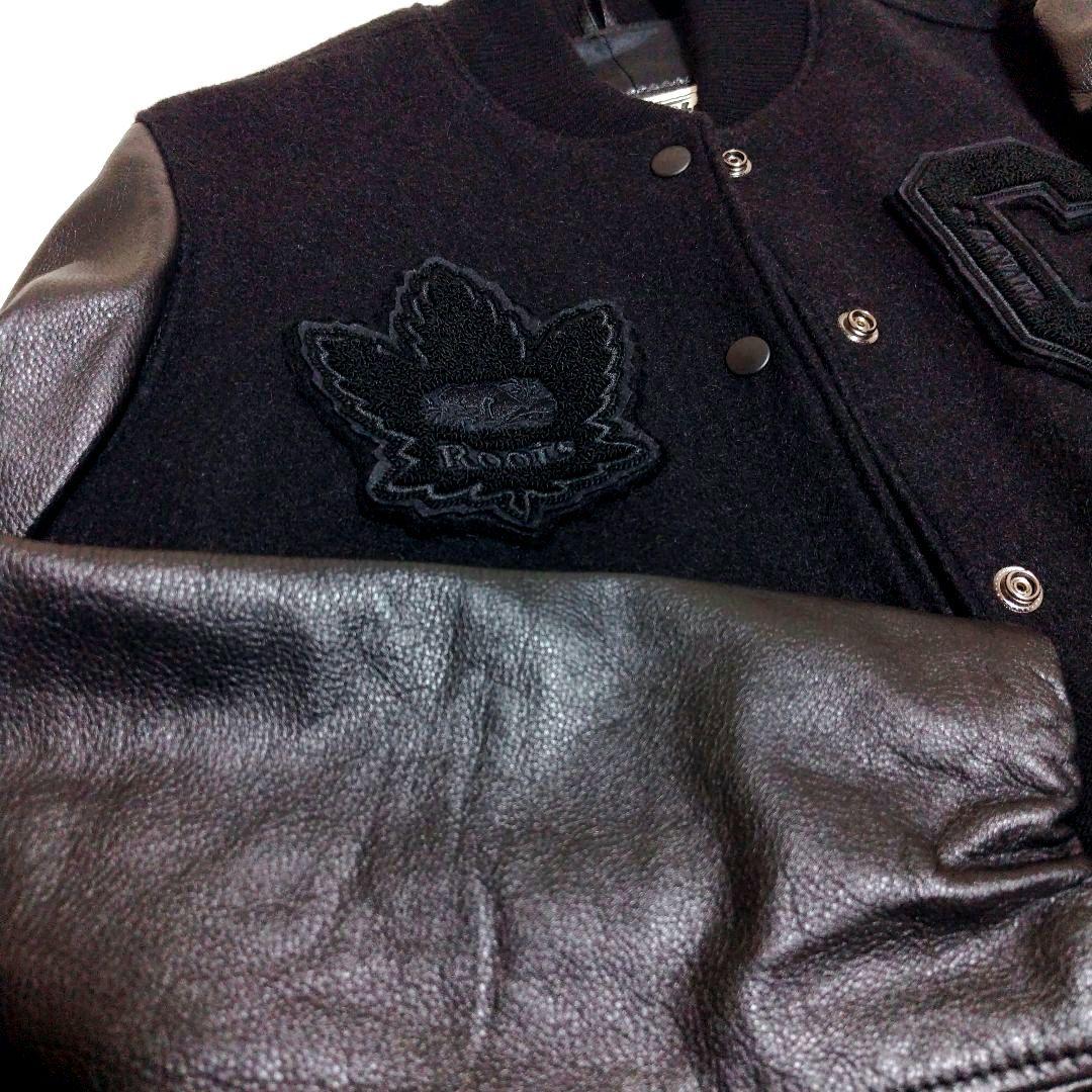 Roots バーシティジャケット 袖革ウールスタジャン黒 サイズ4