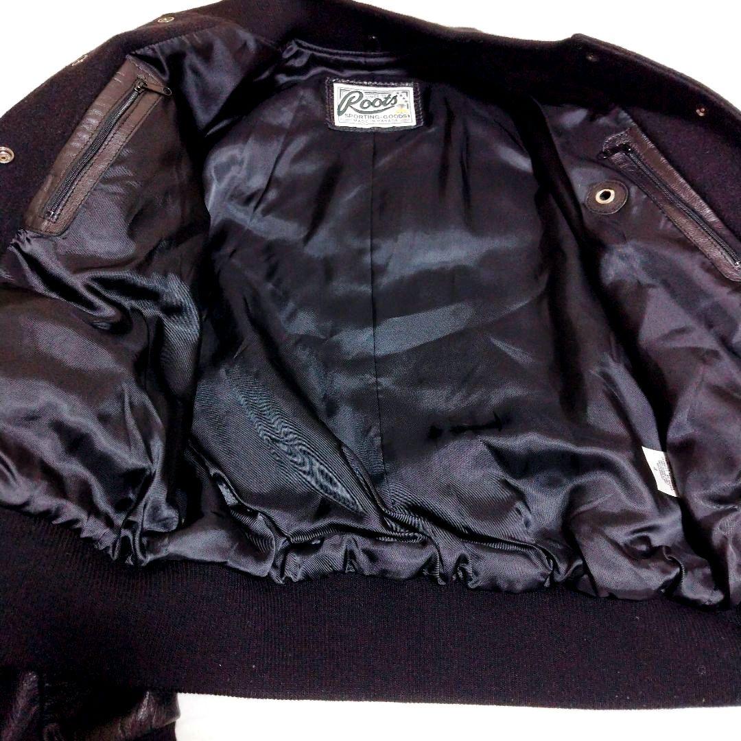 Roots バーシティジャケット 袖革ウールスタジャン黒 サイズ4