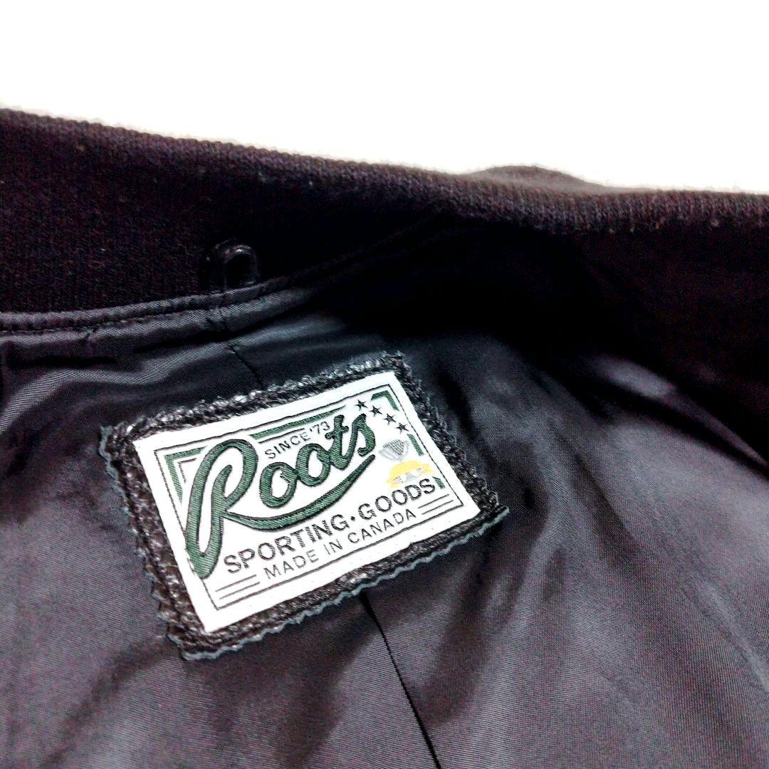 Roots バーシティジャケット 袖革ウールスタジャン黒 サイズ4