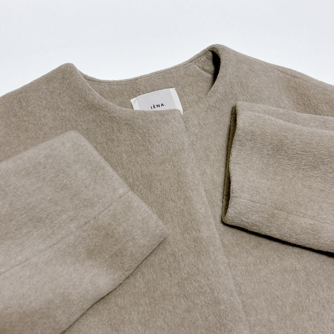 美品✨イエナ ラムウール ノーカラー ロングコート コクーン ベージュ 完売品