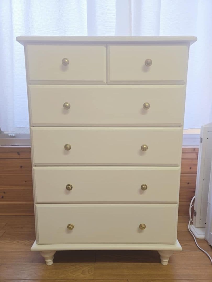 ホワイト 5段チェスト タンス 木製