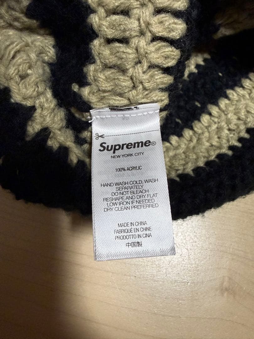 Supreme ニット帽 ブラック/ベージュ