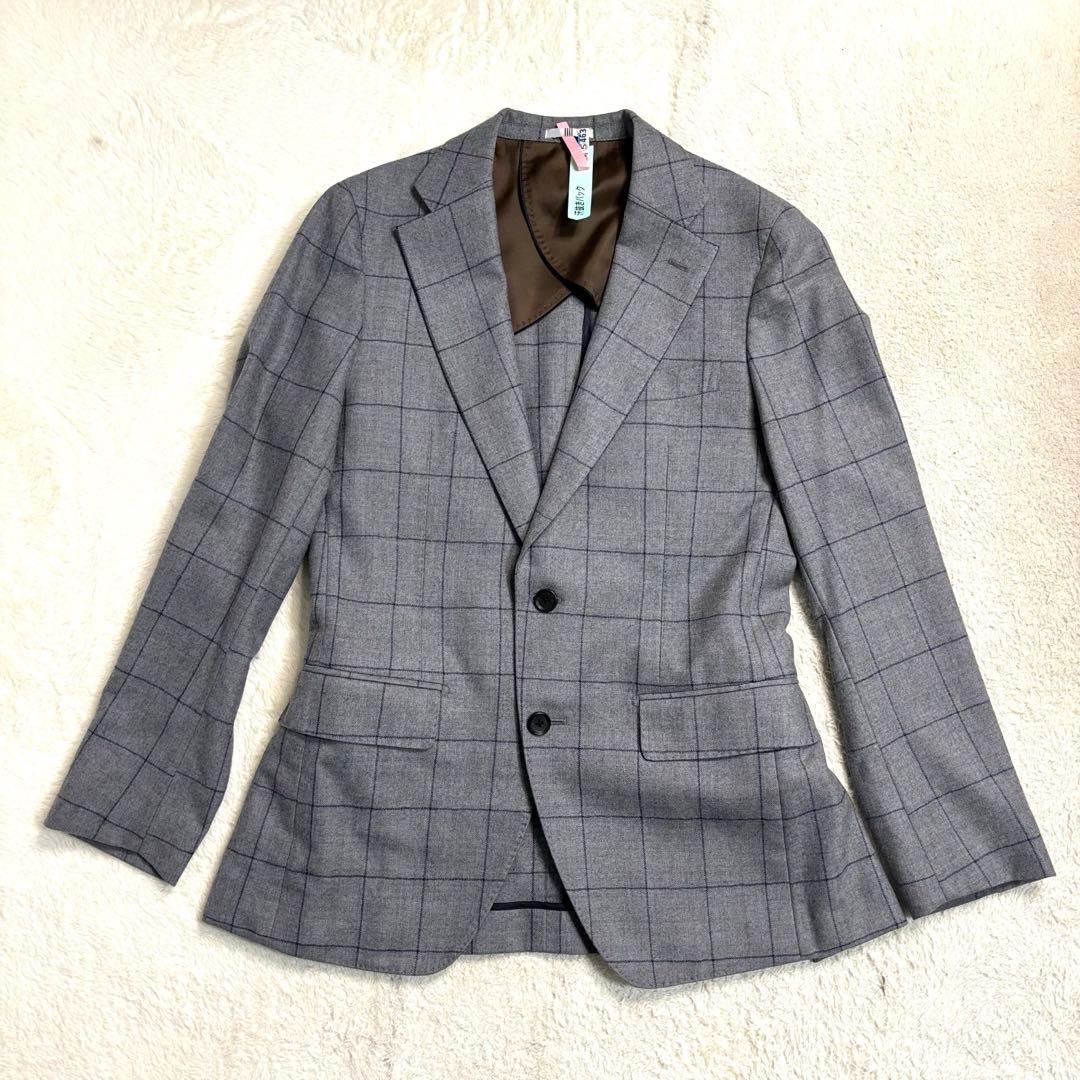 スーツセレクト スリーピーススーツ ライトグレー チェック柄 Y5 フォーマル