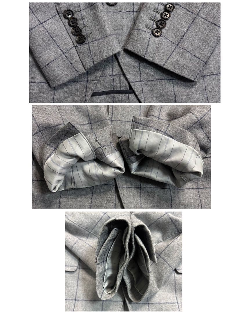 スーツセレクト スリーピーススーツ ライトグレー チェック柄 Y5 フォーマル