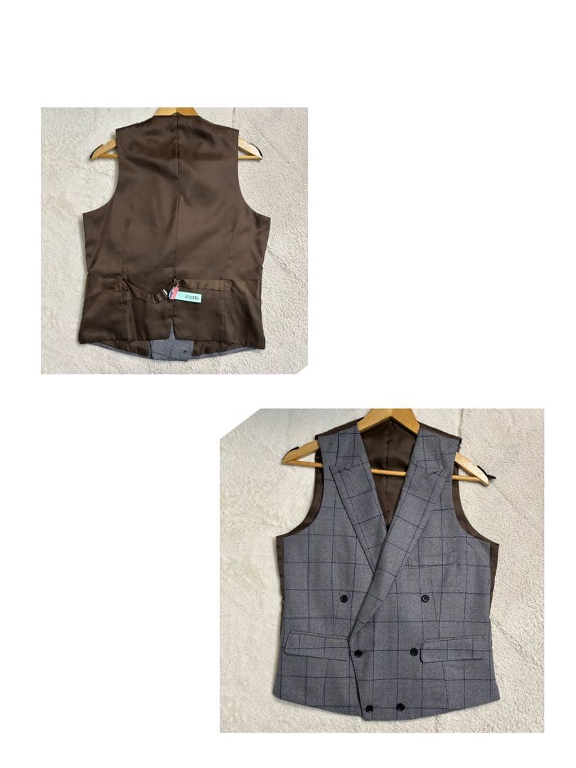 スーツセレクト スリーピーススーツ ライトグレー チェック柄 Y5 フォーマル