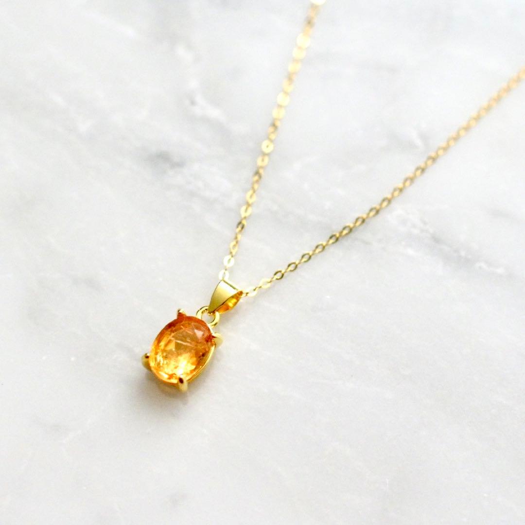 さとぴー品☆インペリアルトパーズのネックレス&スタッドピアスセット