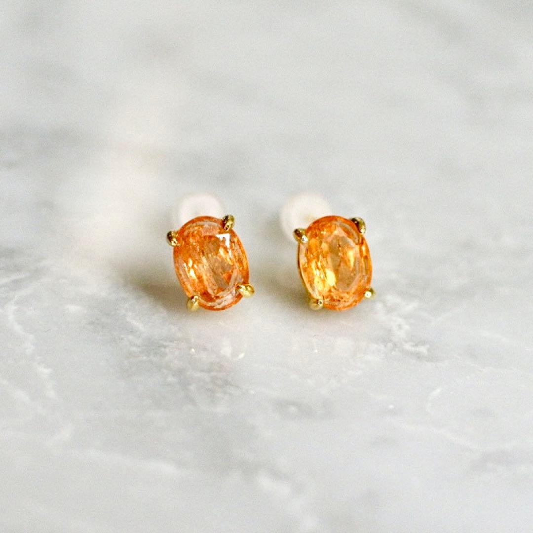 さとぴー品☆インペリアルトパーズのネックレス&スタッドピアスセット