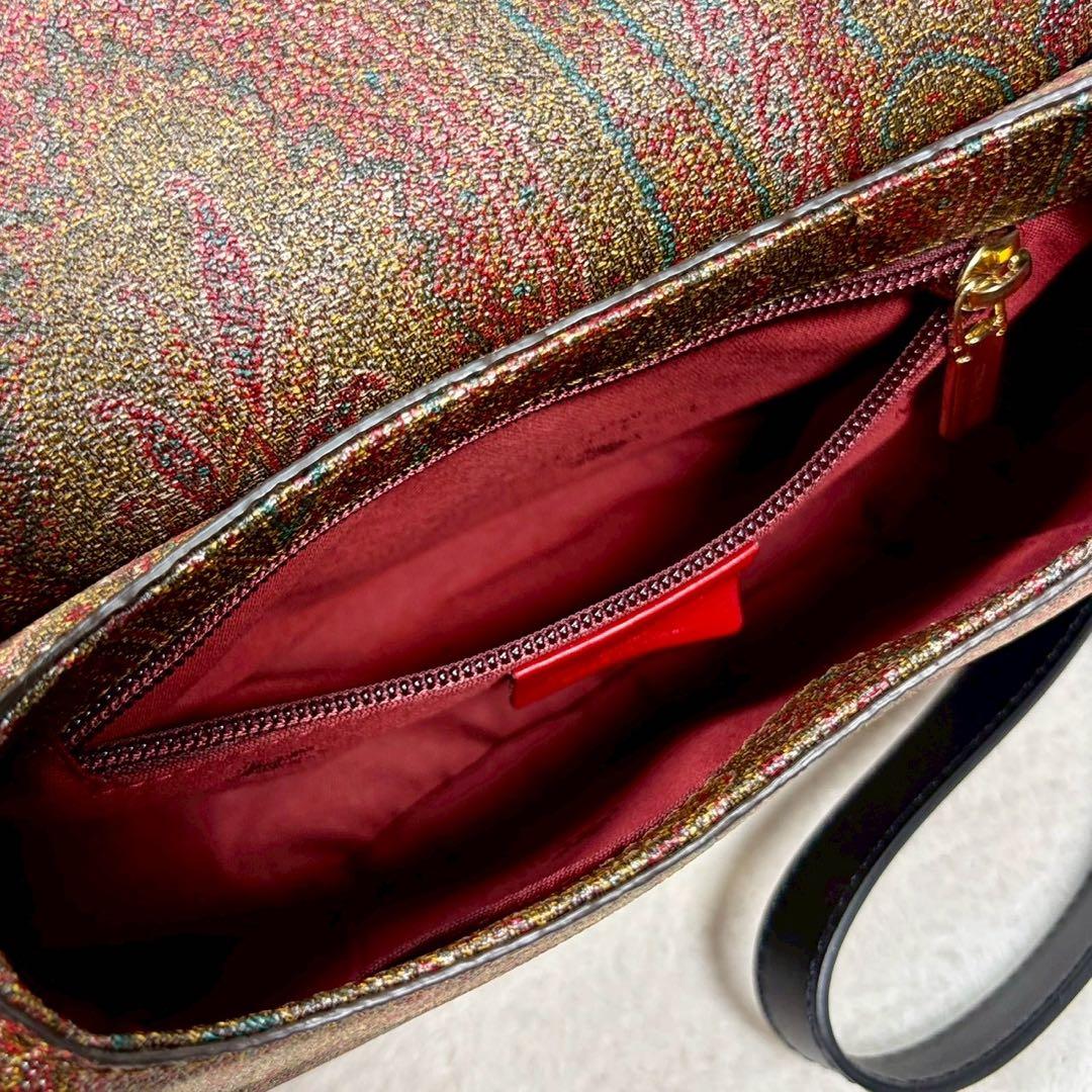 【未使用級✨】エトロ ショルダー　タッセル ペイズリー柄 レザー PVC ミニ