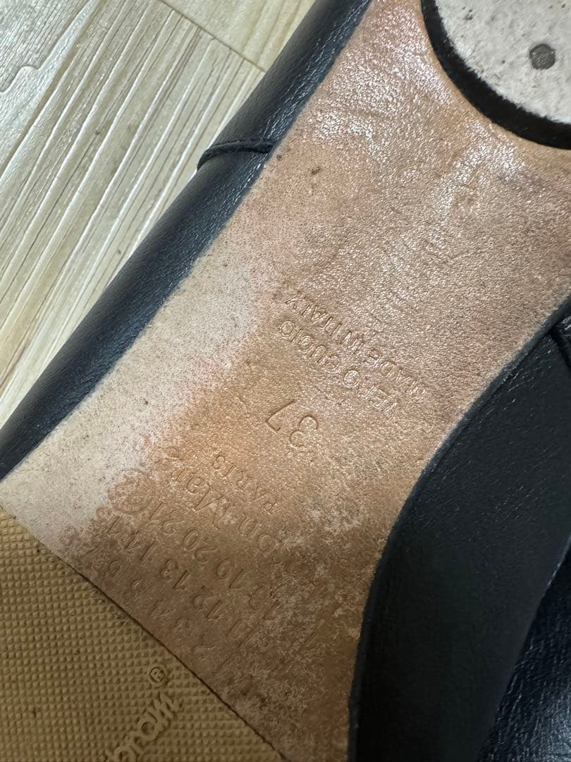 ブラック レザー バレエシューズ つま先分かれ