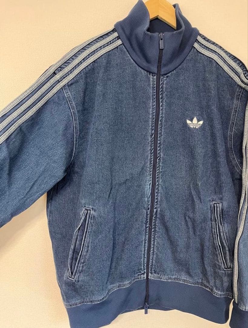 XL アディダス　デニムジャケットファイヤーバードトラック インディゴブル