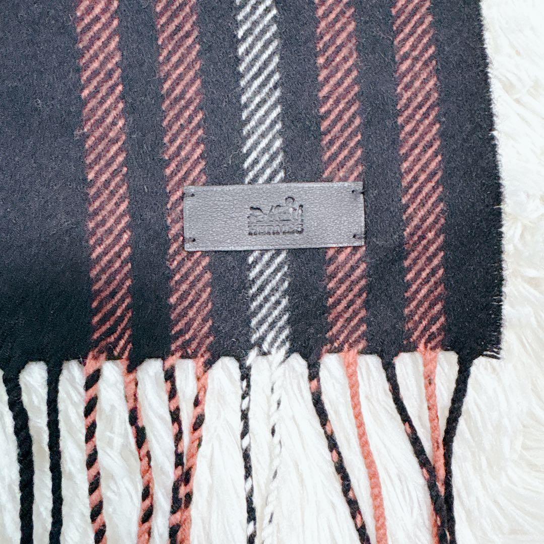 HERMES エルメス カシミヤ100% マフラー チェック柄 レディース