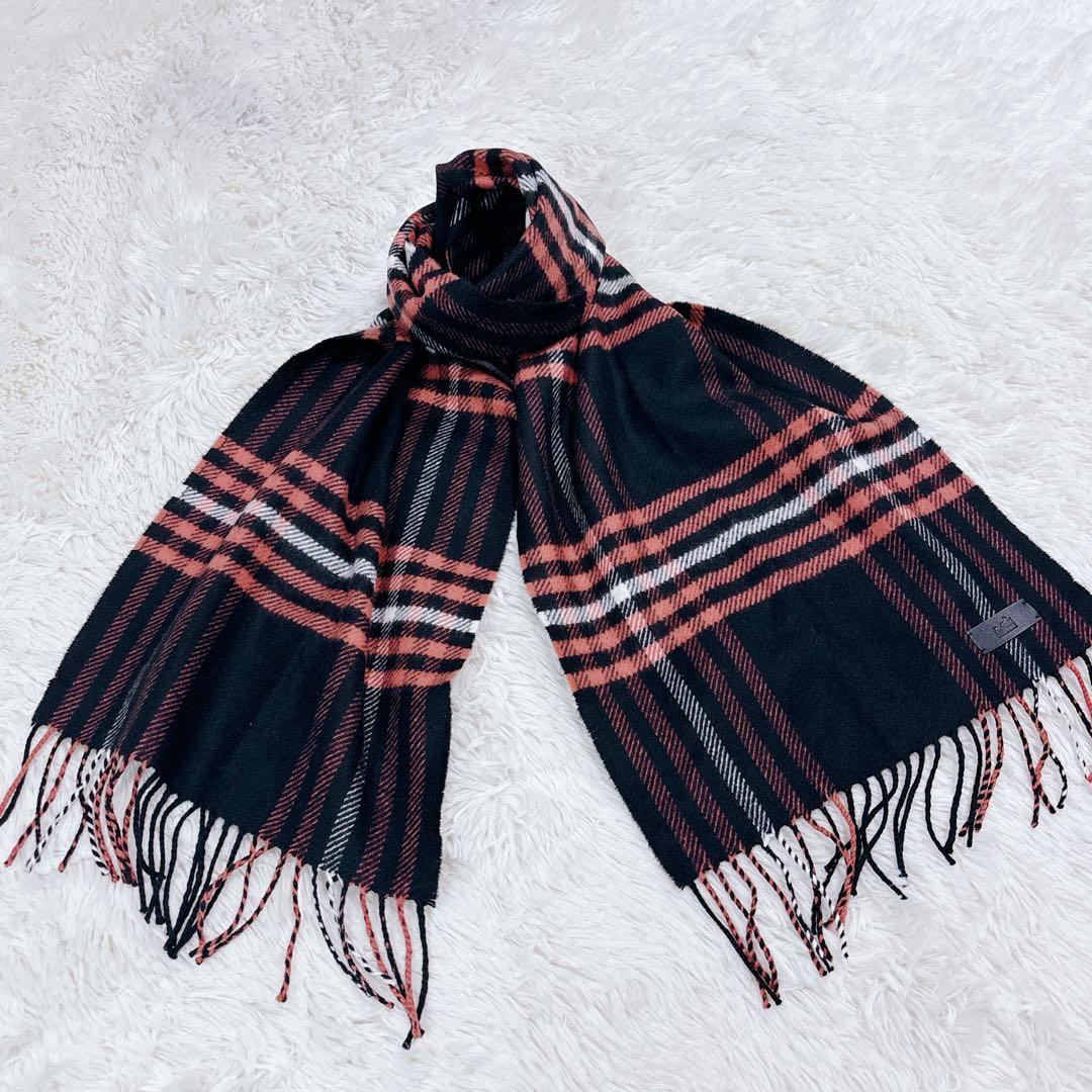 HERMES エルメス カシミヤ100% マフラー チェック柄 レディース