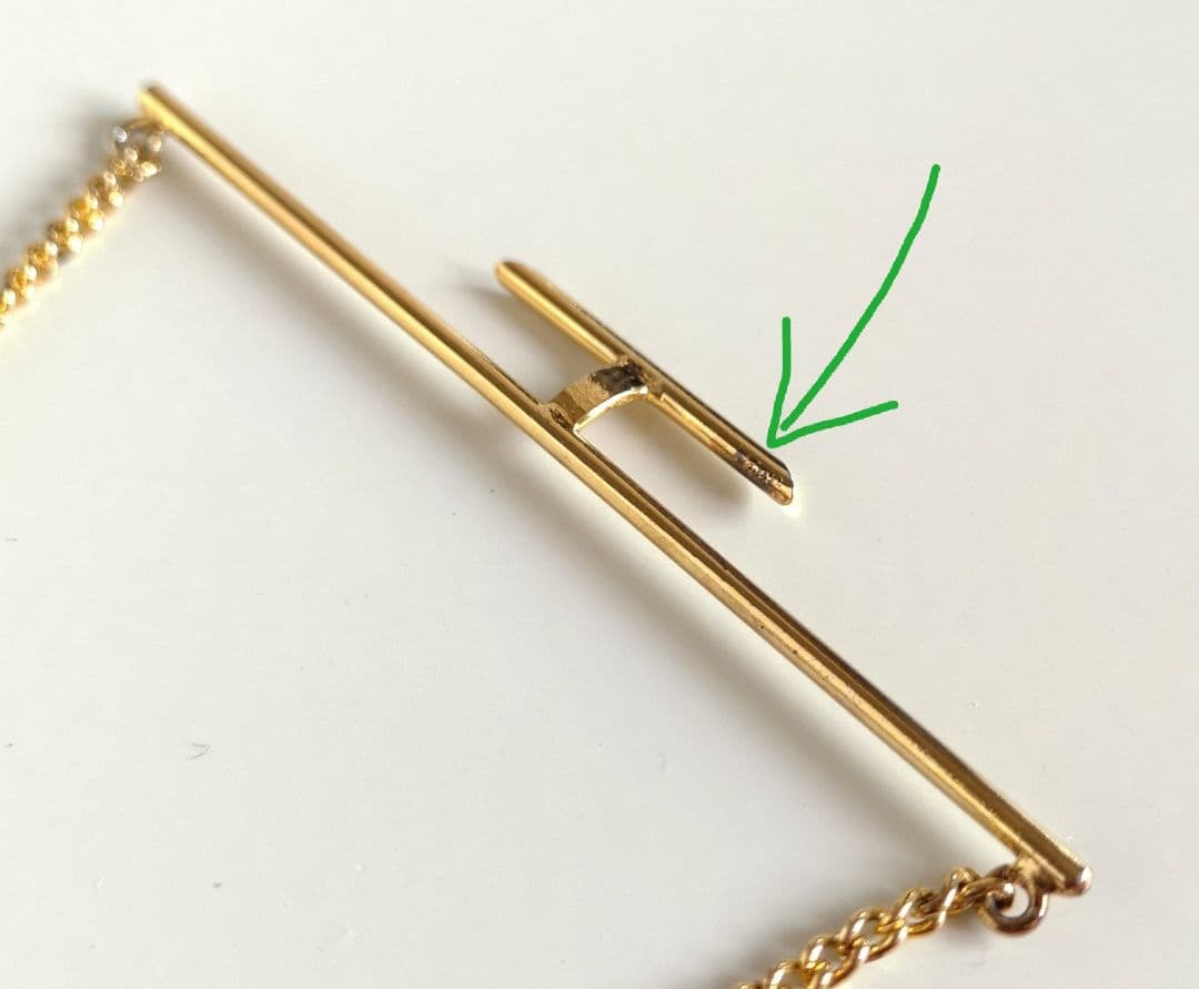 ピンバッジ兼カフス レア物 AAJD 14金 金張りシルバー製ピン C58