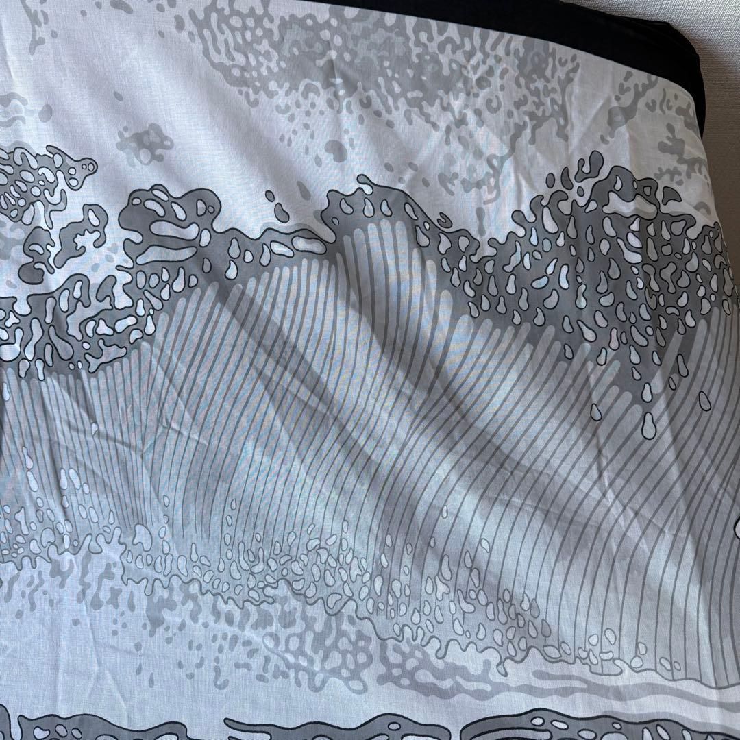 エルメス カレ ショール スカーフ ウェーブ柄 コットン ブラック 大判ストール