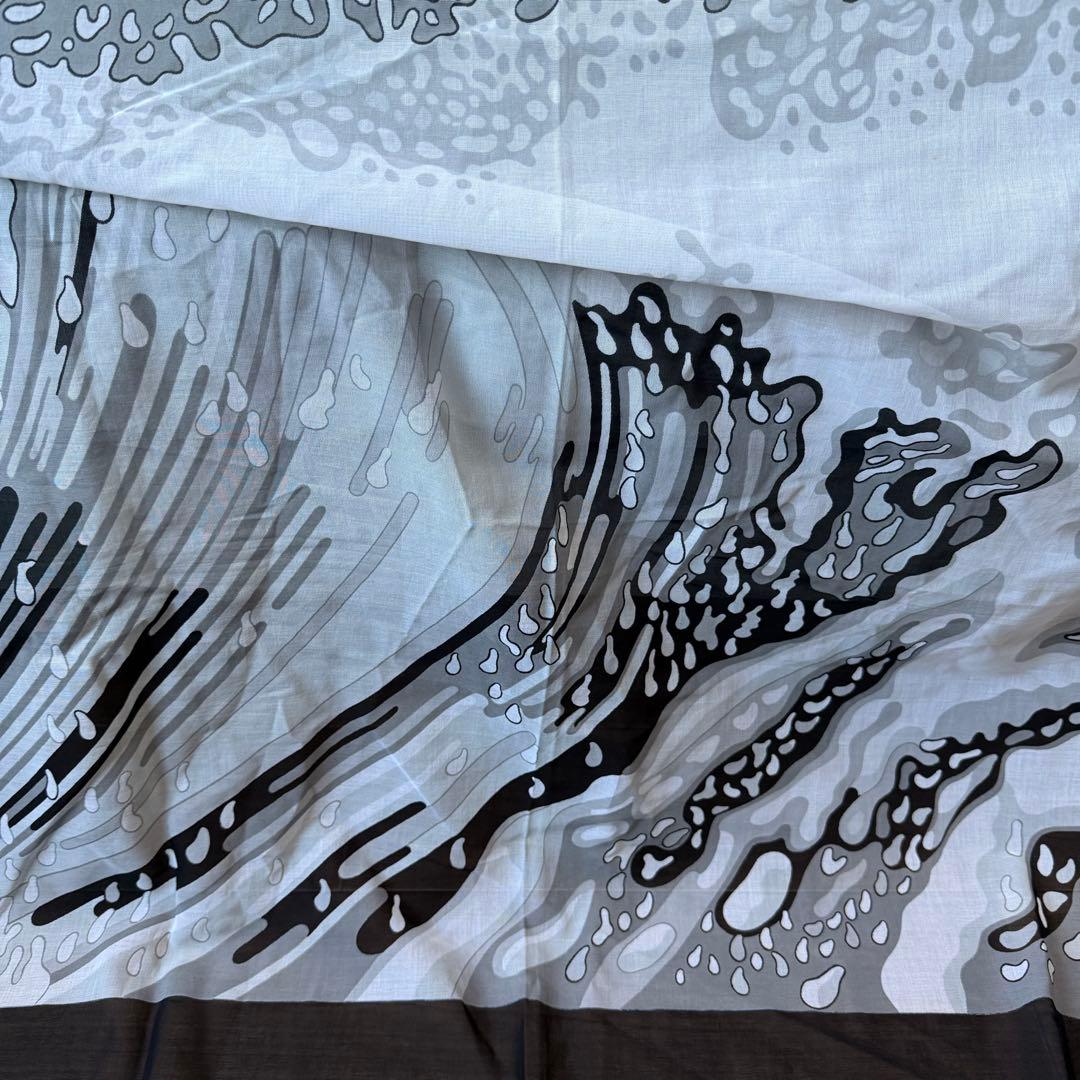 エルメス カレ ショール スカーフ ウェーブ柄 コットン ブラック 大判ストール