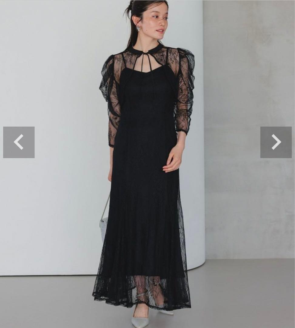 Dorry Doll ボレロレイヤーレースドレス　ブラック　結婚式　お呼ばれ M