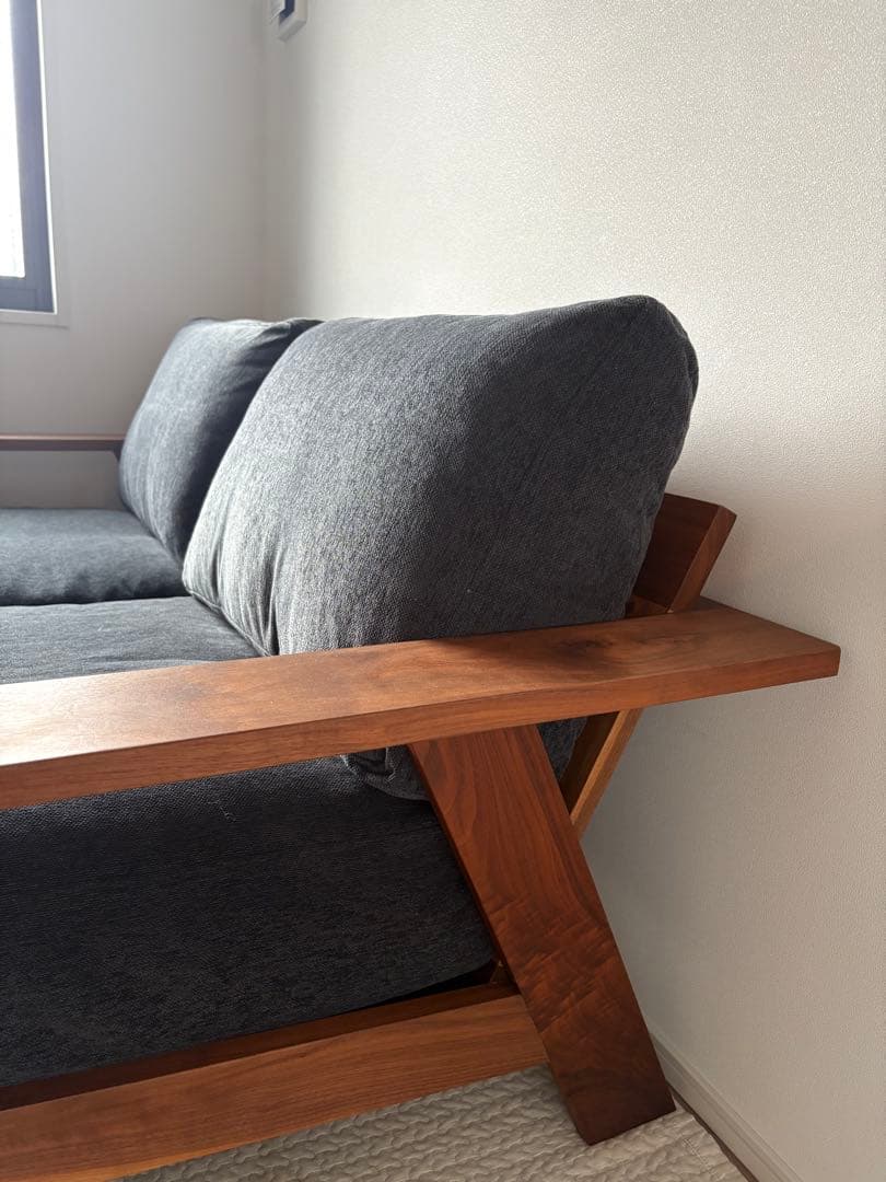 【送料込み】ソファ 2人掛け 木製フレーム ウォールナット