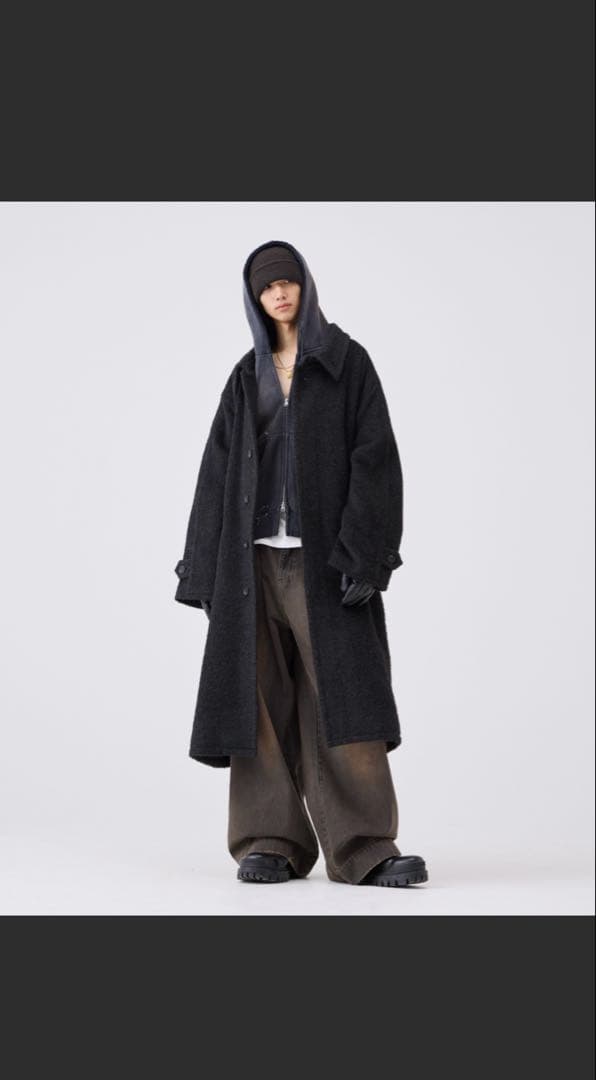 Soerte ウールブレンドシャギーオーバーコート 2ブラック