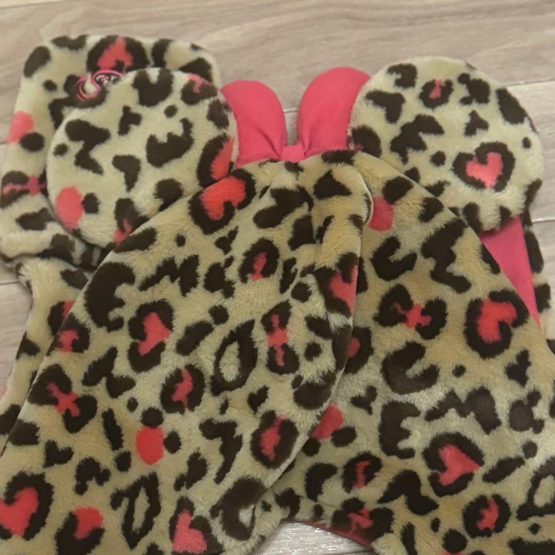 【レア】ディズニーミニー　ヒョウ柄 ファンキャップ　マフラーキャップ