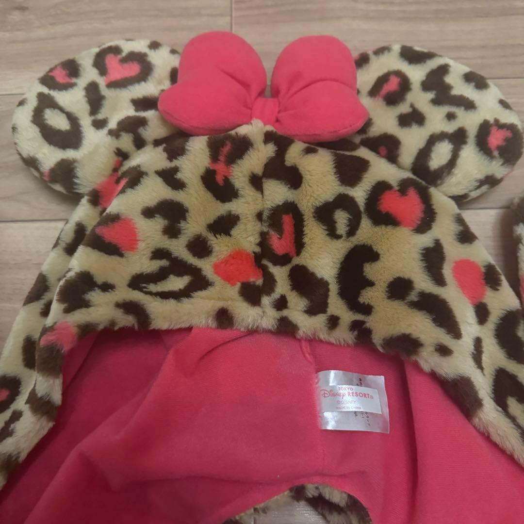 【レア】ディズニーミニー　ヒョウ柄 ファンキャップ　マフラーキャップ
