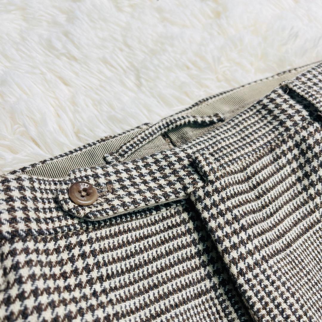 INCOTEX SLIMFIT Glen Check slacks 50 茶