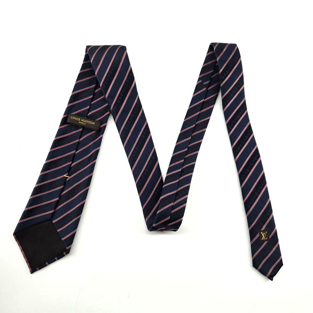 極美品　LOUIS VUITTON　ルイヴィトン　シルク　ネクタイ　ネイビー