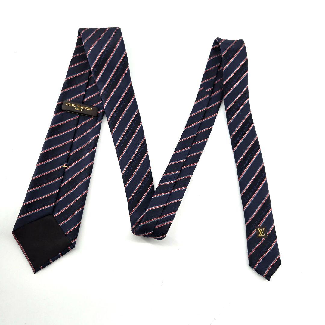 極美品　LOUIS VUITTON　ルイヴィトン　シルク　ネクタイ　ネイビー