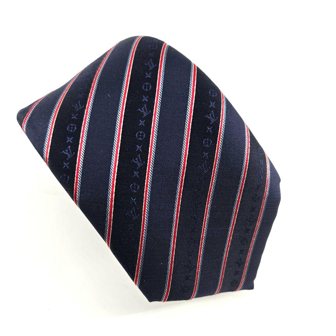 極美品　LOUIS VUITTON　ルイヴィトン　シルク　ネクタイ　ネイビー