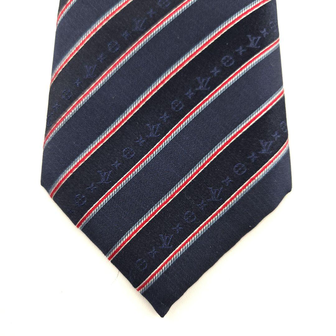 極美品　LOUIS VUITTON　ルイヴィトン　シルク　ネクタイ　ネイビー