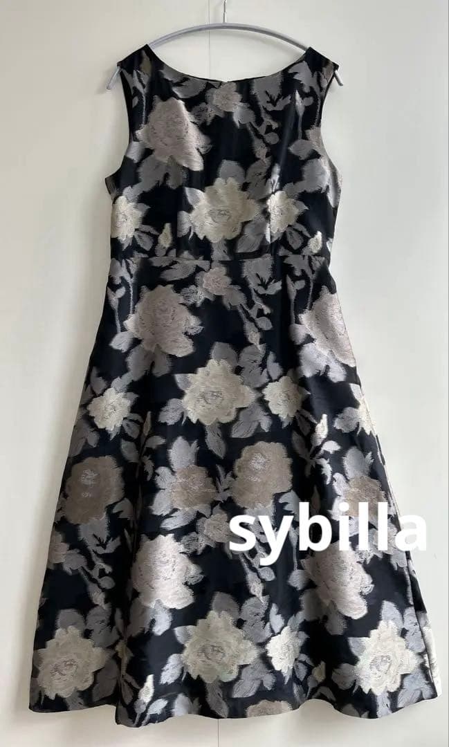 美品sybilla 花柄オーガンジーノースリーブワンピース