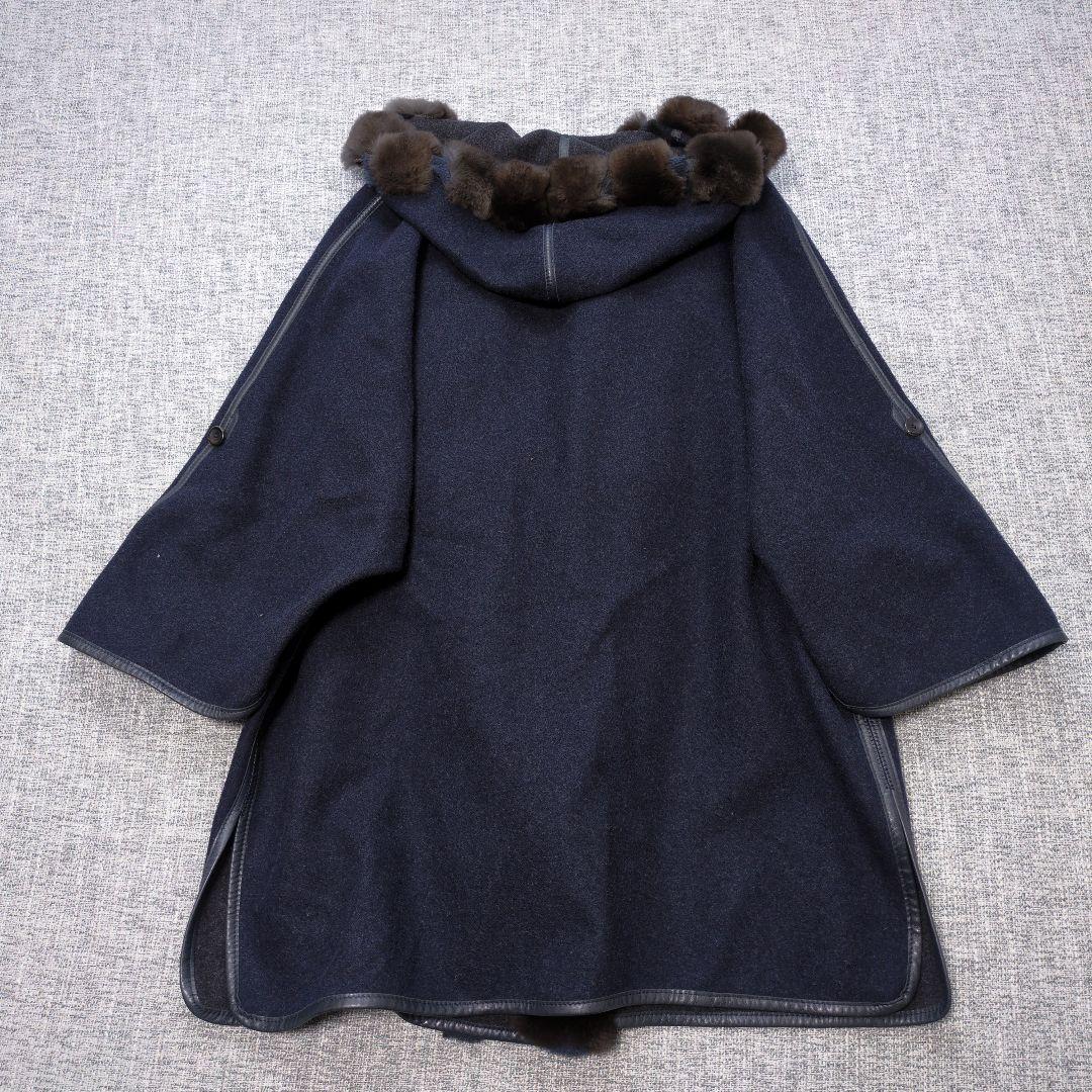 ロロピアーナ　イタリア製　カシミヤウール　リアルファー　ポンチョコート