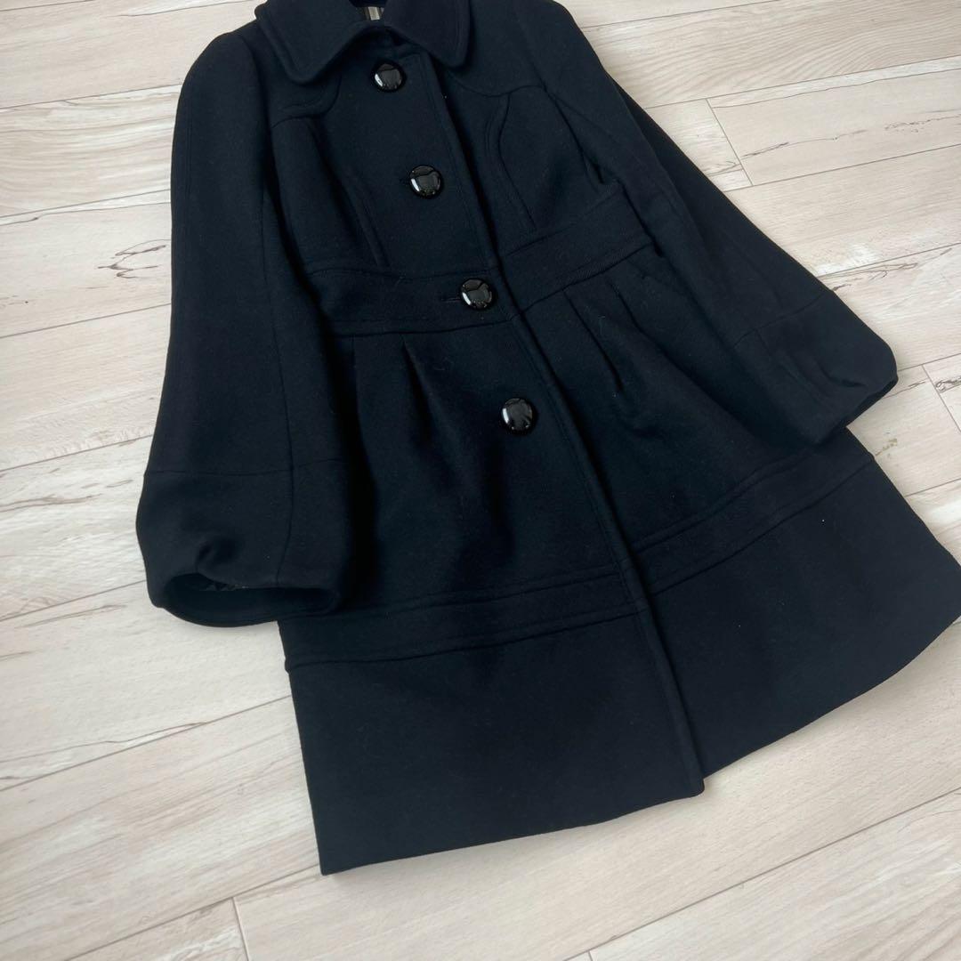 バーバリーブルーレーベル　ウールコート　チェック　Aライン　フレアスリーブ