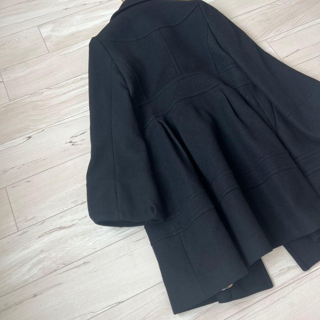 バーバリーブルーレーベル　ウールコート　チェック　Aライン　フレアスリーブ