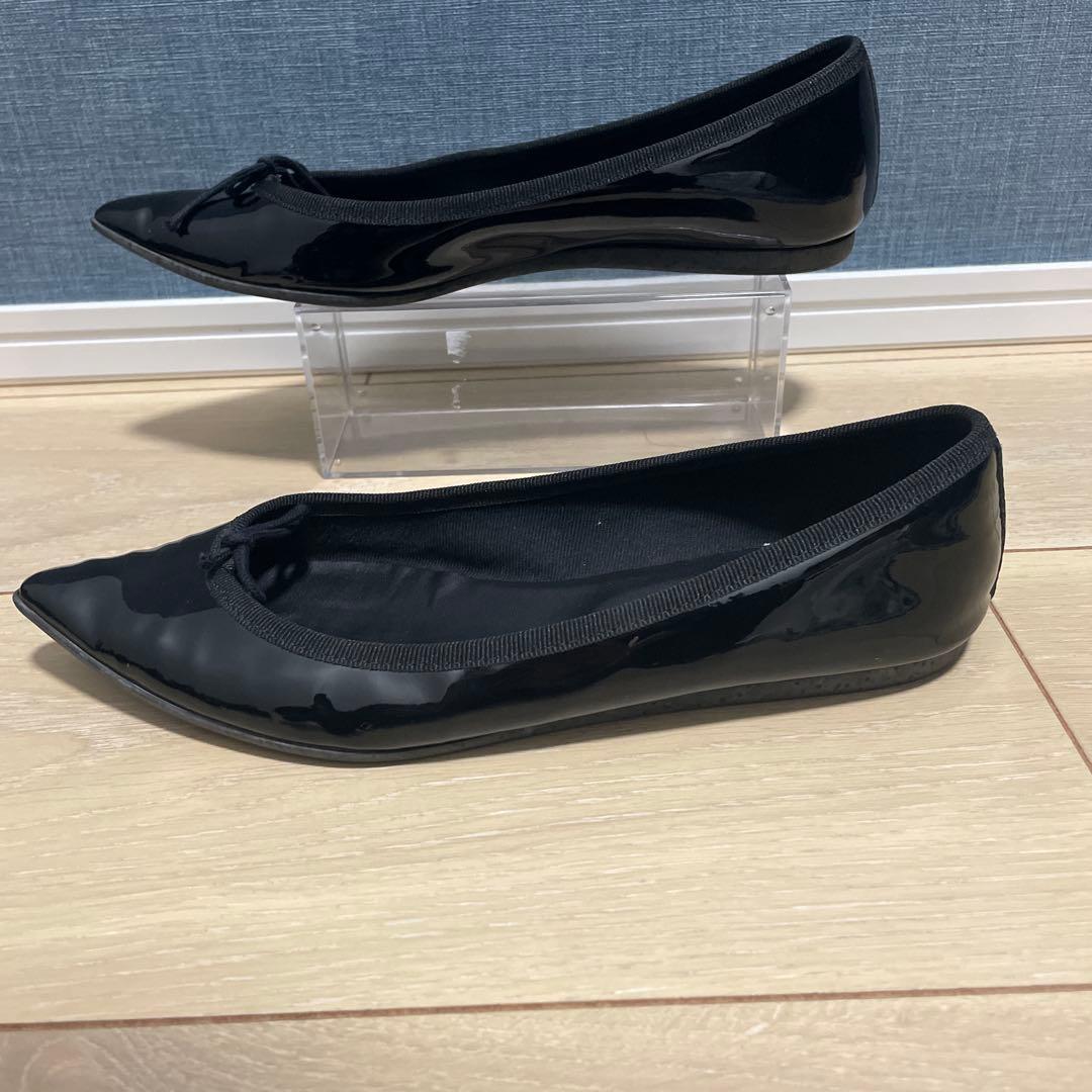 美品レペット バレエシューズ ポインテッドトゥ JUNON エナメル37.5 黒