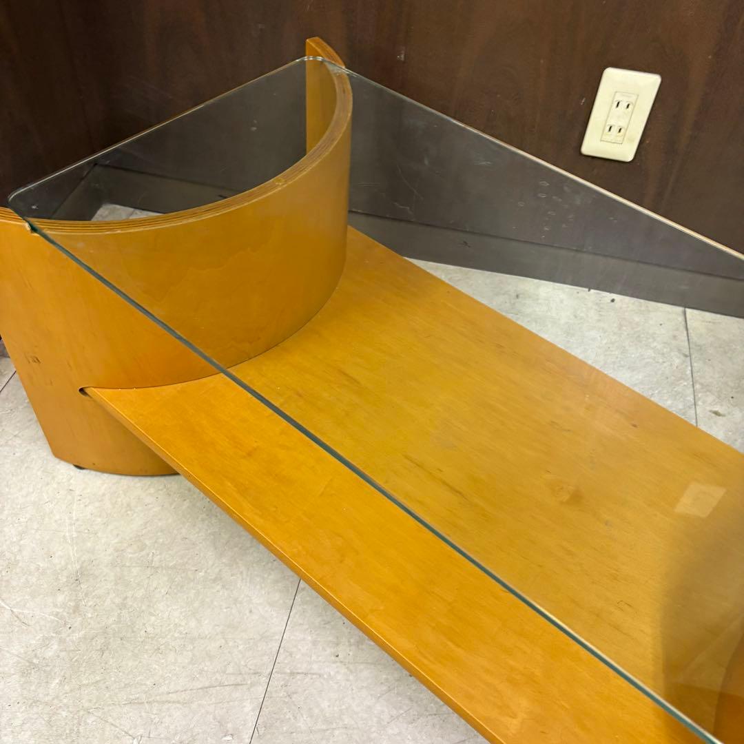 D壁 北欧レトロ プライウッド センターテーブル ガラステーブル ビンテージ