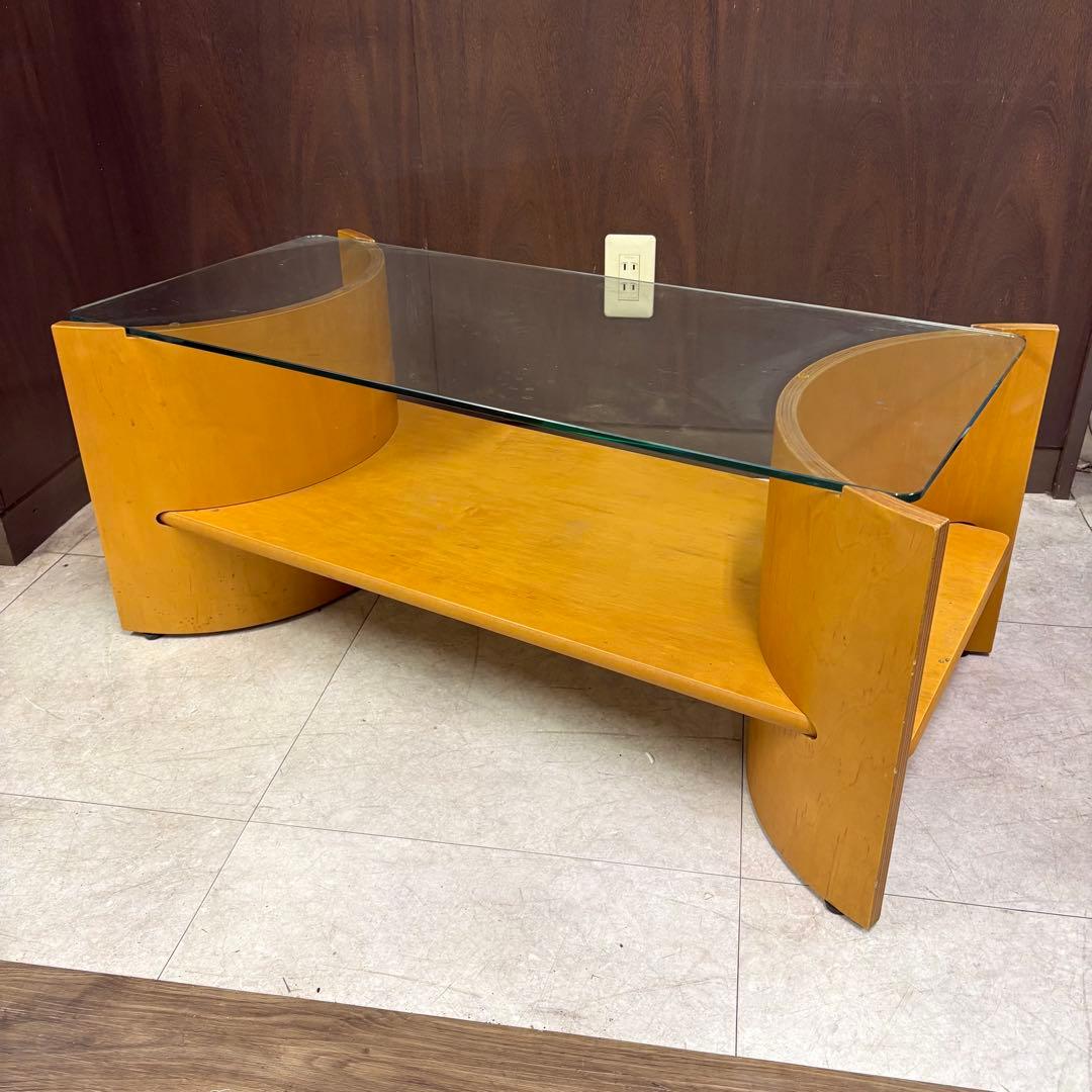 D壁 北欧レトロ プライウッド センターテーブル ガラステーブル ビンテージ