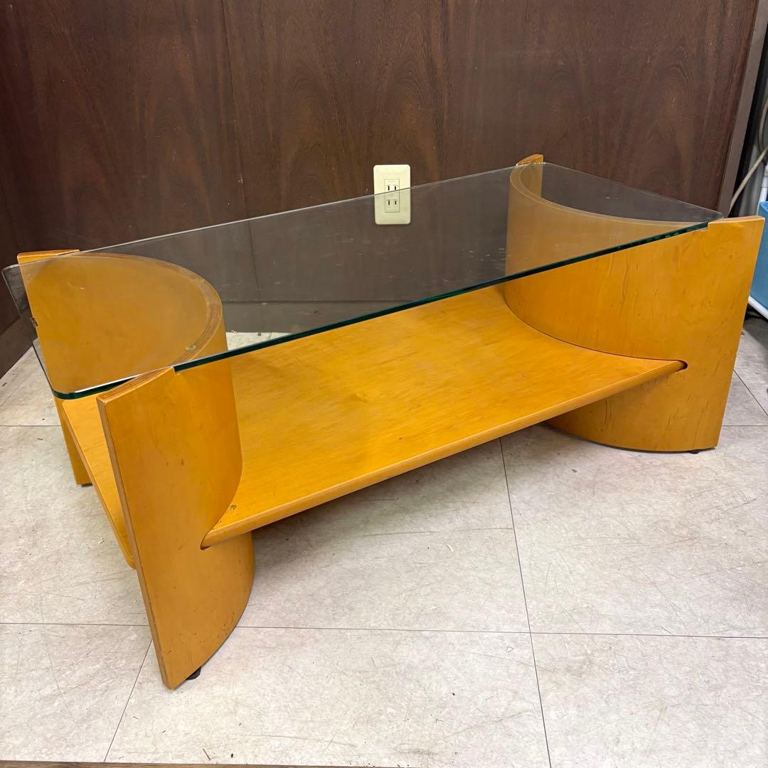 D壁 北欧レトロ プライウッド センターテーブル ガラステーブル ビンテージ