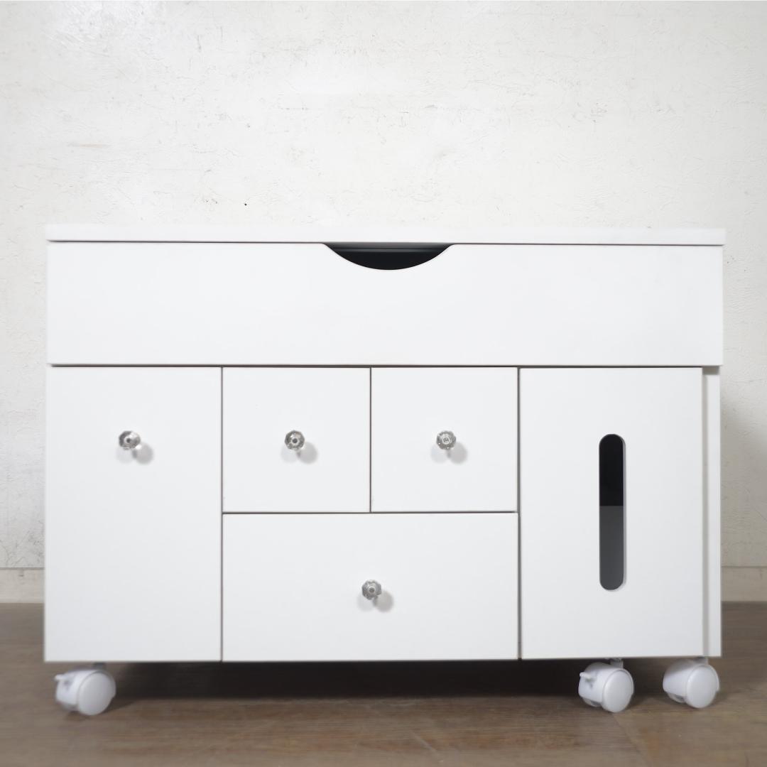 ◆セール◆【新品】LED女優ライト付き　伸縮式コスメワゴン　可動式ミラー