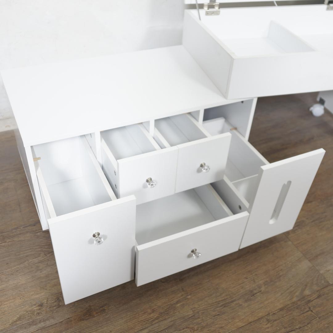 ◆セール◆【新品】LED女優ライト付き　伸縮式コスメワゴン　可動式ミラー