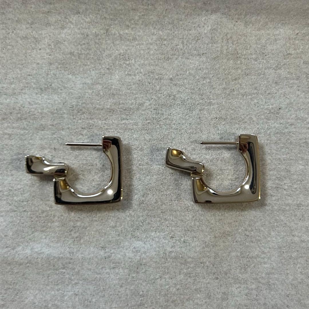 極美品　エテ ete K18 SV925 ロウ スクエア ハグピアス