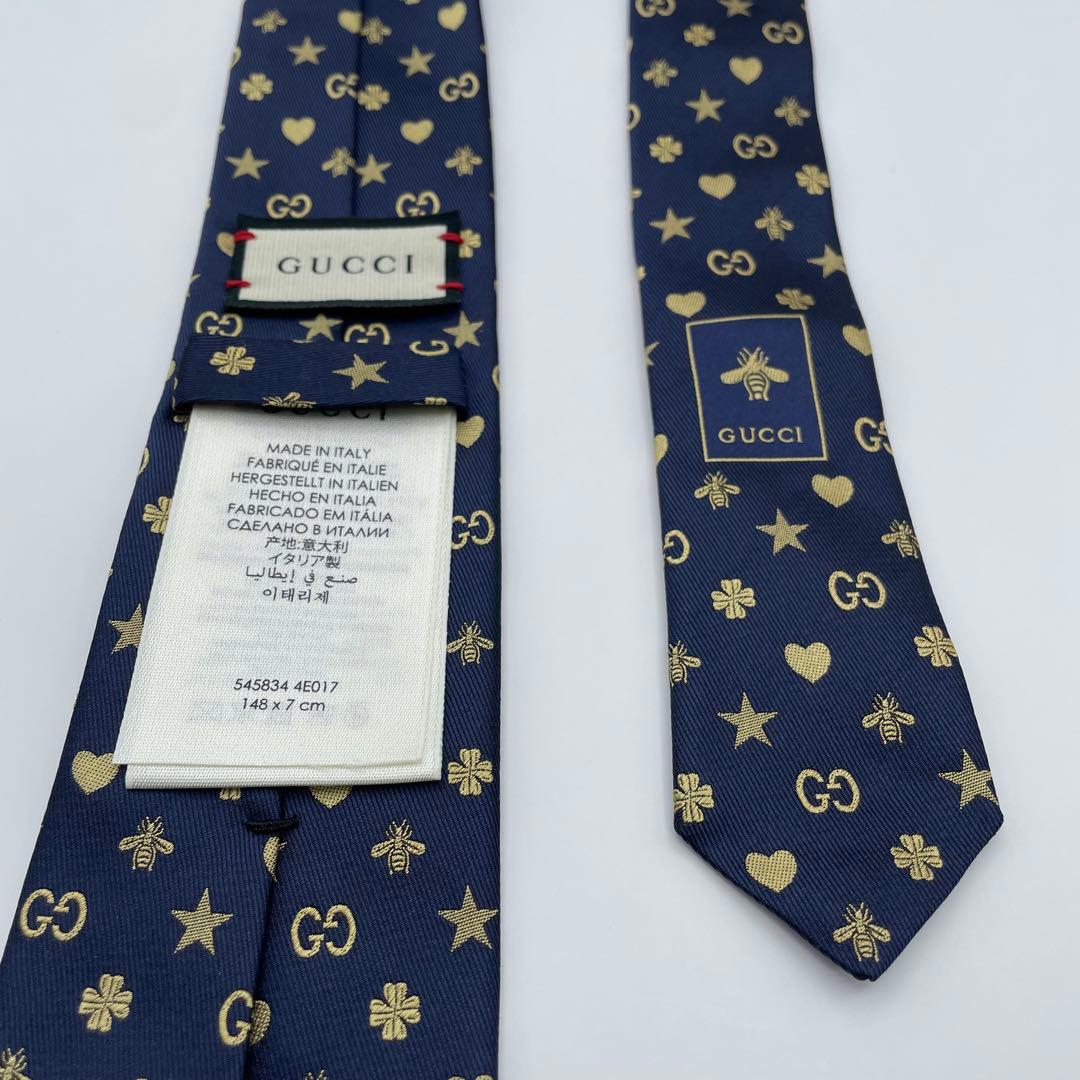 ✨極美品✨GUCCI ネクタイ 現行 シンボルズ 7cm 星 蜂 bee 刺繍